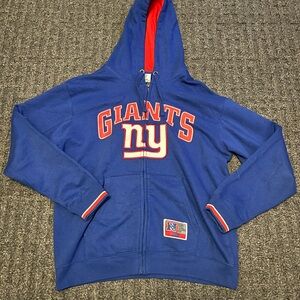 NFL NEW YORK GIANTS FOOTBALL MENS ZIP FRONT SWEATSHIRT BLUE Large Read Discripti